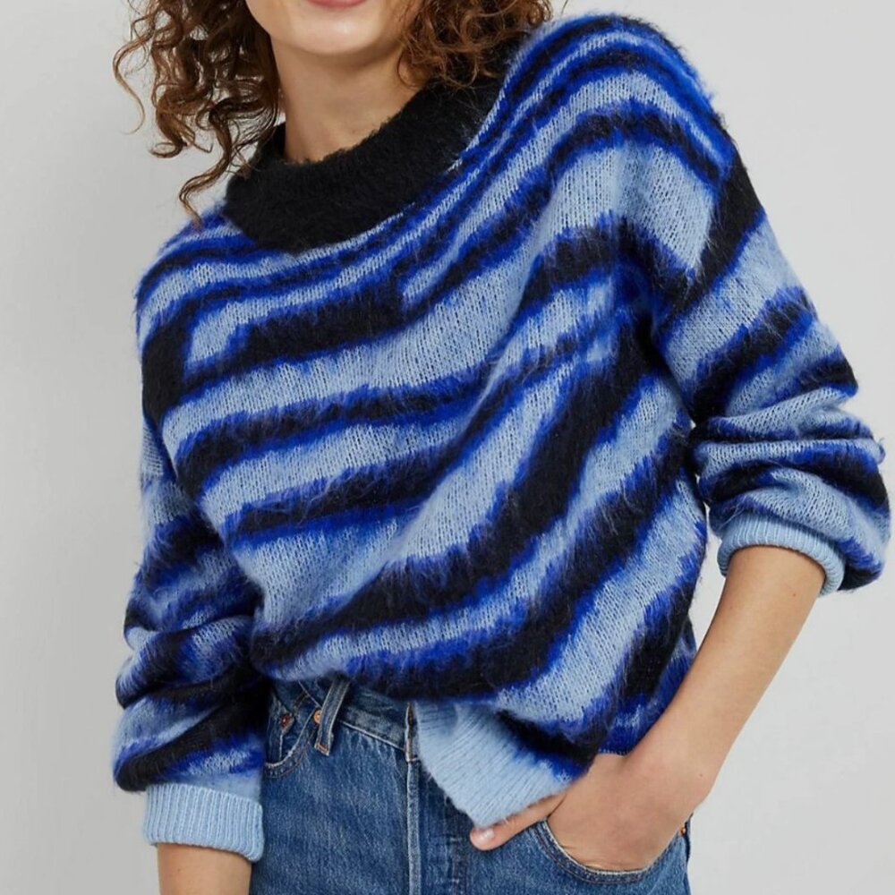 NWT Anthropologie Salma Striped Eyelash Sweater Size XL Petite